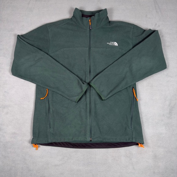 The North Face Other - The North Face Mens Full Zip Fleece Jacket Green Orange Trim Medium